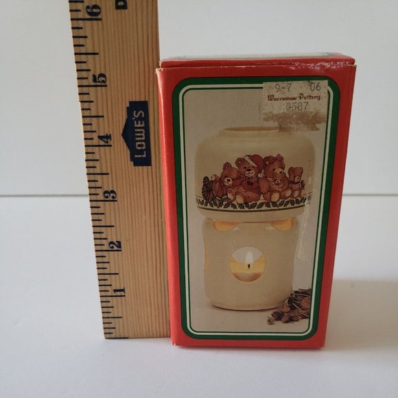 1987 Potpourri Press Christmas Bears Ceramic Potpourri Tealight Scenter NIB - Picture 13 of 14